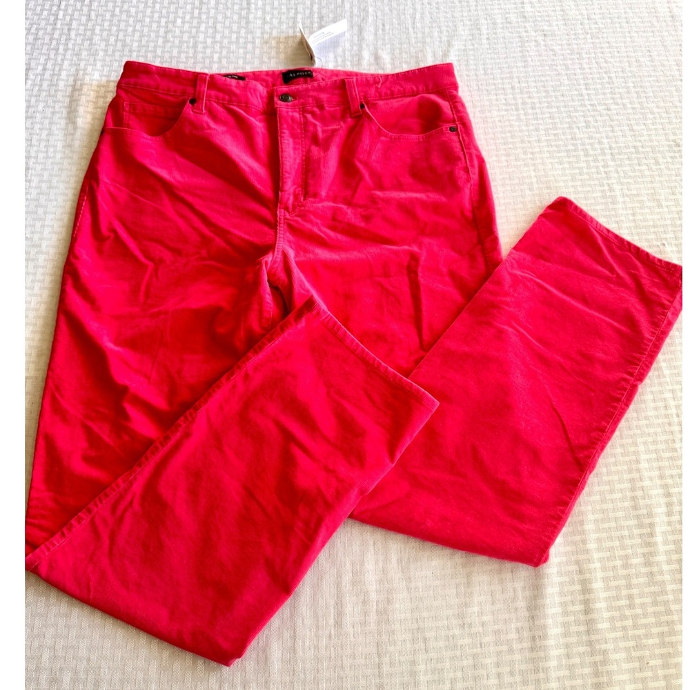 Talbots Pink Corduroy Straight Leg Pants Womens 14 Slimming Panel Stretch NEW